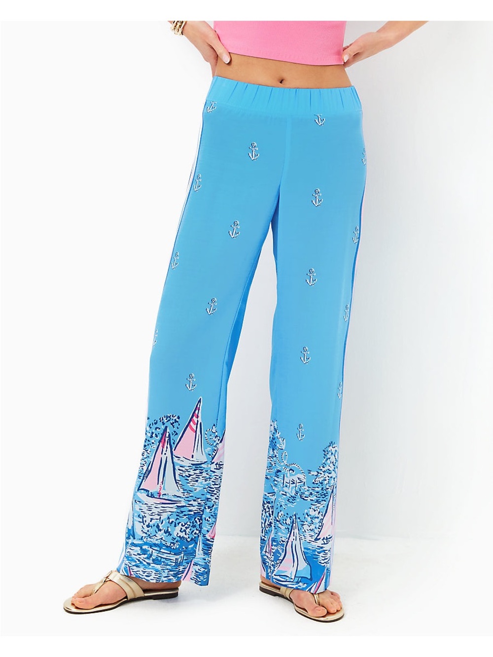 Lilly Pulitzer Bal Harbour Palazzo Pant, Lunar Blue A Lil Nauti